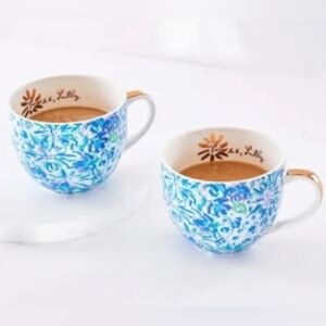 Lilly Pulitzer NIB Set Of TWO Vibrant Blue and Green 12 OZ Mugs!!
